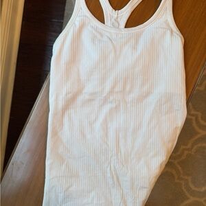 White Ribbed Tank Top